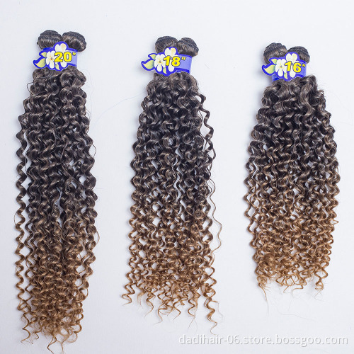 Hot sale faked Hair Water Wave 6 pieces/lot 16"-20" synthetic Hair Weaves Wet and Wavy Natural curly ombre mixed two tone color